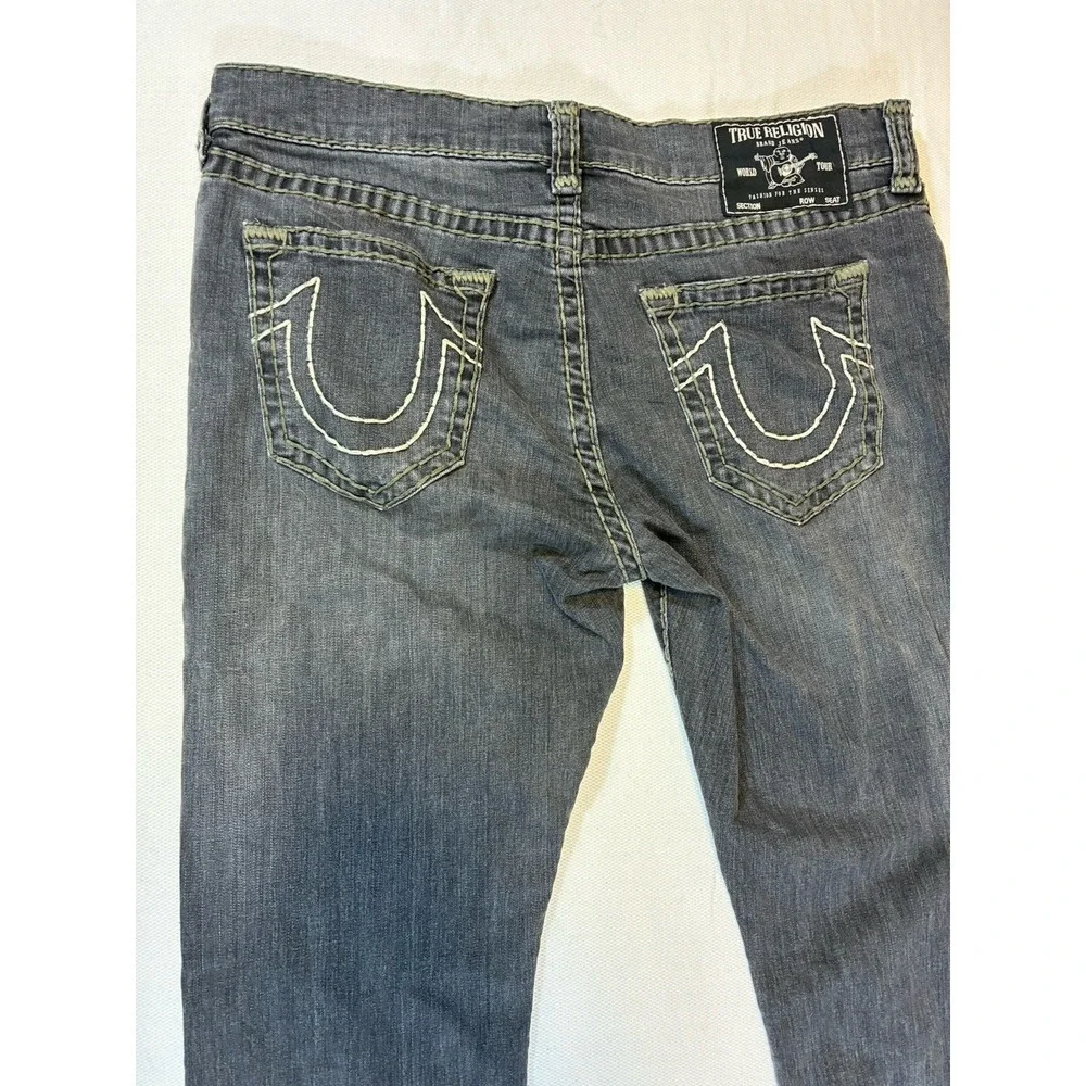 True Religion Ricky Relaxed Straight Jeans Men's‎ 38 Gray Big T Stitch Denim